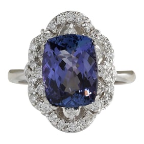 Tanzanite Diamond Ring 14K White Gold