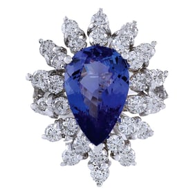 Tanzanite Diamond Ring 14K White Gold