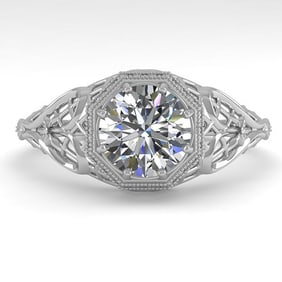 1.01 ctw VS/SI Diamond Engagment Ring Art Deco 18k White Gold