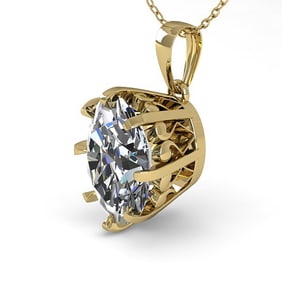 1 ctw VS/SI Oval Diamond Necklace Vintage 18k Yellow Gold