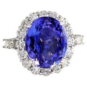 Tanzanite Diamond Ring 14K White Gold