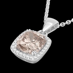 3 ctw Morganite & Micro VS/SI Diamond Pave Necklace 18k White Gold