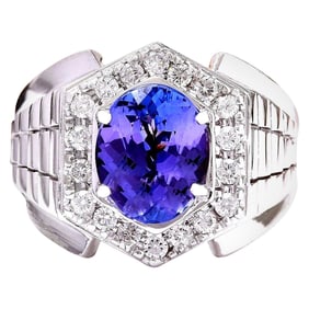Tanzanite Diamond Ring 14K White Gold