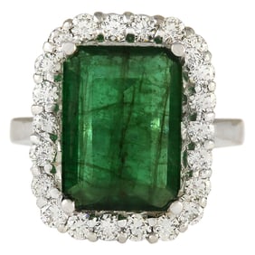 Natural Emerald Diamond Ring In 14