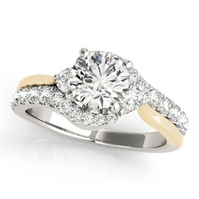 1.35 ctw Certified VS/SI Diamond Bypass Solitaire Ring 18k 2Tone Gold
