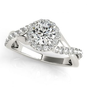 Natural 0.75 ctw Diamond Halo Ring 14k White Gold