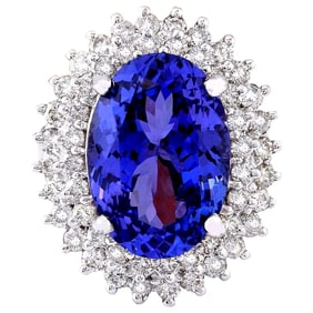Natural Tanzanite Diamond Ring In 14