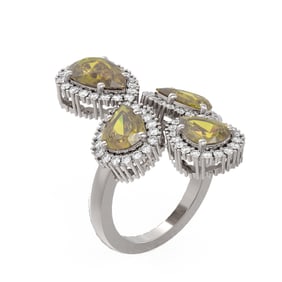 6.26 ctw Canary Citrine & Diamond Ring 18K White Gold
