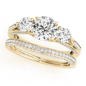 2.05 ctw VS/SI Diamond 3 Stone 2pc Wedding Set 14k Yellow Gold