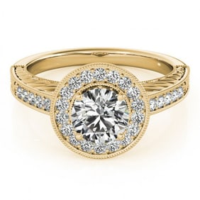 1.5 ctw Certified VS/SI Diamond Halo Ring 18k Yellow Gold