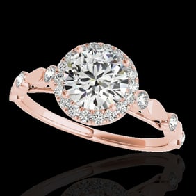1.25 ctw Certified Diamond Solitaire Halo Ring 10k Rose Gold