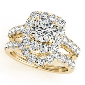 3.23 ctw Certified VS/SI Diamond 2pc Wedding Set Halo 14k Yellow Gold