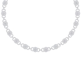 12 ctw Certified SI/I Diamond Halo Necklace 18K White Gold