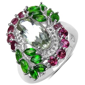 3.64 CT Genuine Green Amethyst, Chrome