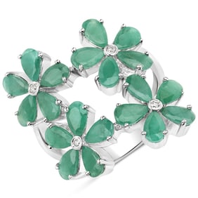 4.63 CT Genuine Emerald and White