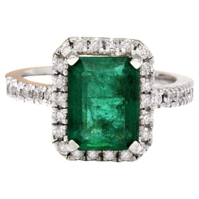 Natural Emerald 14 Karat Solid White