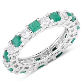 2.86 CT Genuine Emerald and White