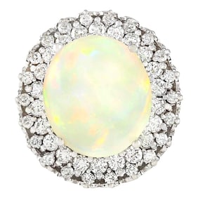 Opal Diamond Ring In 14 Karat
