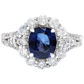 Exquisite Natural Sapphire Diamond Ring In
