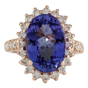 Tanzanite Diamond Ring 14K Rose Gold