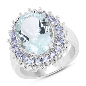 5.30 CT Genuine Aquamarine, Tanzanite &
