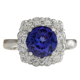 Tanzanite Diamond Ring 14K White Gold