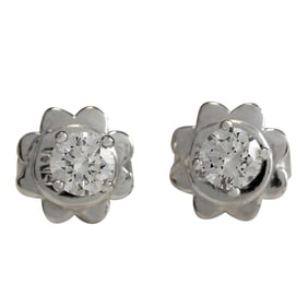 Diamond Stud Earrings 14K White Gold