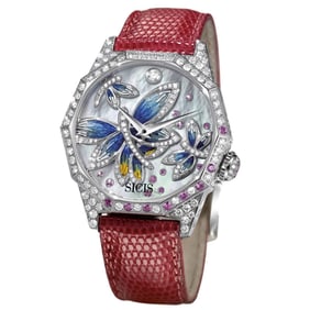 Stylish Automatic Wristwatch White Gold White
