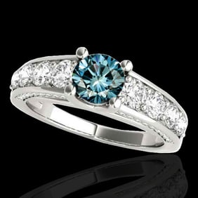 3.05 ctw SI Certified Fancy Blue Diamond Solitaire Ring 10k White Gold