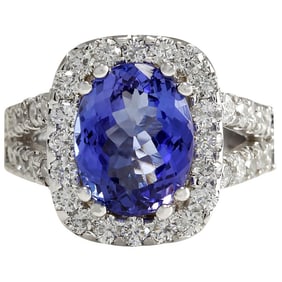 Tanzanite Diamond Ring 14K White Gold
