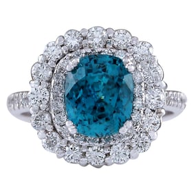 Natural Zircon Diamond Ring In 14