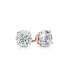 Natural 0.40 CTW Diamond Stud Earrings 18K Rose Gold