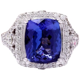 Dazzling Tanzanite Diamond Ring In 14