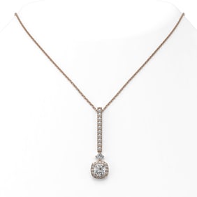 1.6 ctw Cushion Cut Diamond Designer Necklace 18K Rose Gold