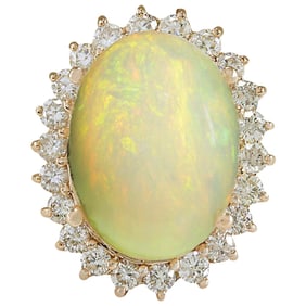 Opal Diamond Ring In 14 Karat