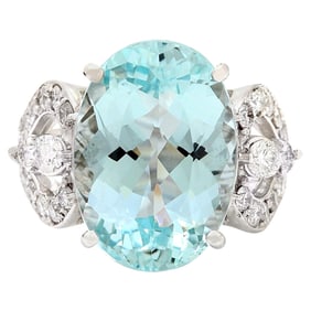 11.18 CTW Aquamarine 18K White Gold Diamond Ring