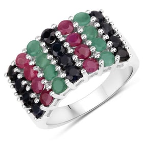 3.40 CT Genuine Emerald, Ruby and