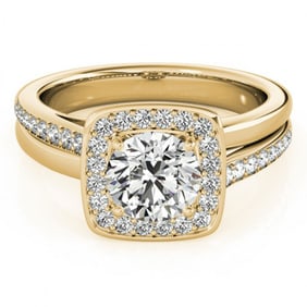 0.85 ctw Certified VS/SI Diamond Halo Ring 18k Yellow Gold