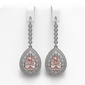 8.35 ctw Morganite & Diamond Victorian Earrings 14K White Gold