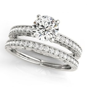 1.38 ctw Certified VS/SI Diamond 2pc Wedding Set Antique 14k White Gold