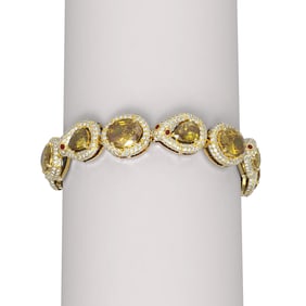29.75 ctw Canary Citrine & Diamond Bracelet 18K Yellow Gold