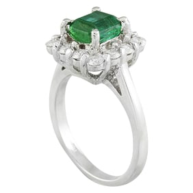 Natural Emerald Diamond Ring in 14