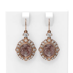 8.98 ctw Morganite & Diamond Earrings 18K Rose Gold