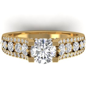 2.55 ctw Certified VS/SI Diamond Art Deco Micro Ring 14k Yellow Gold