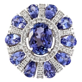 Natural Tanzanite Diamond Ring In 14