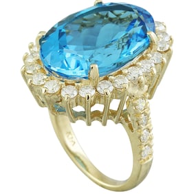 Topaz Diamond Ring 14K Yellow Gold