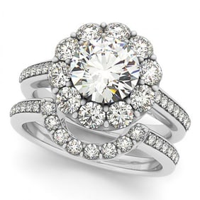 2.36 ctw Certified VS/SI Diamond 2pc Wedding Set Halo 14k White Gold