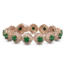 37.35 ctw Emerald & Diamond Victorian Bracelet 14K Rose Gold