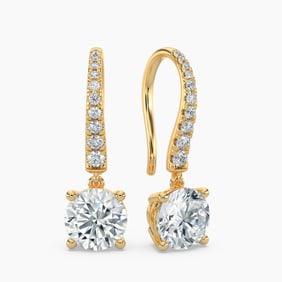 Natural 1.00 CTW Diamond Dangle Earrings 14K Yellow Gold