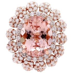 Natural Morganite Diamond Ring In 14